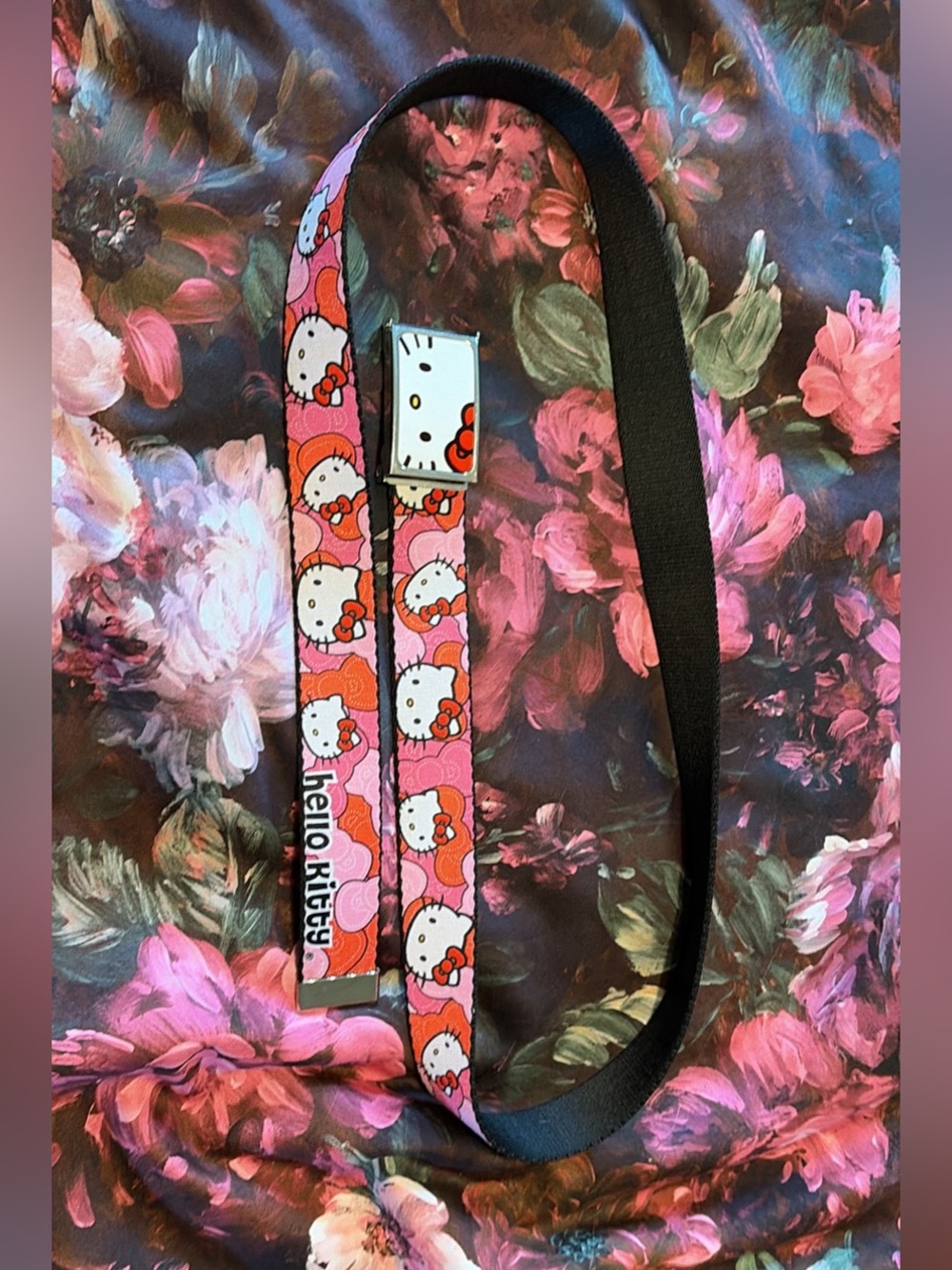 Hello Kitty Pink and Red Character Web Belt with Decorative Buckle